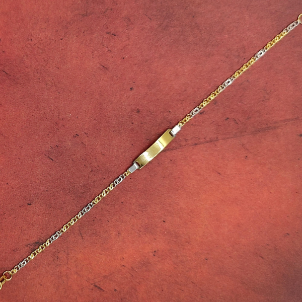 Pulsera Infantil "No Me Olvides" Barbada en Oro Bicolor de 18k