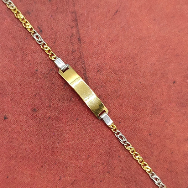 Pulsera Infantil "No Me Olvides" Barbada en Oro Bicolor de 18k
