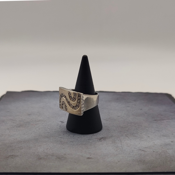 Anillo sello con cenefa de circonitas