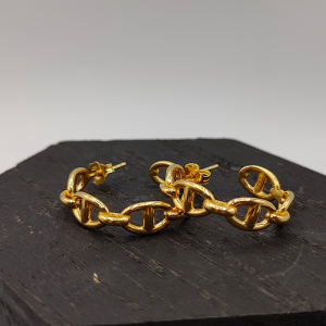 Pendientes de Aro Estilo Hermés en Plata Dorada con Cierre a Presión