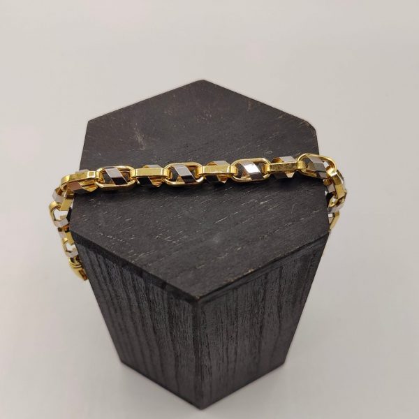 Pulsera rolo con detalles en oro blanco 8 mm
