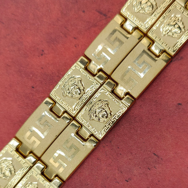 Pulsera de Placas Estilo Versace en Oro de 18k
