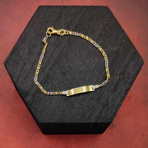 Pulsera Infantil "No Me Olvides" Barbada en Oro Bicolor de 18k