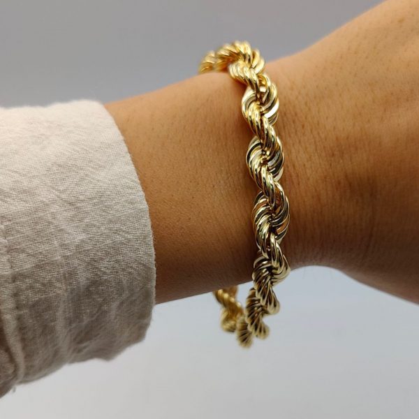 Pulsera de Cordón de 9 mm en Oro de 18K