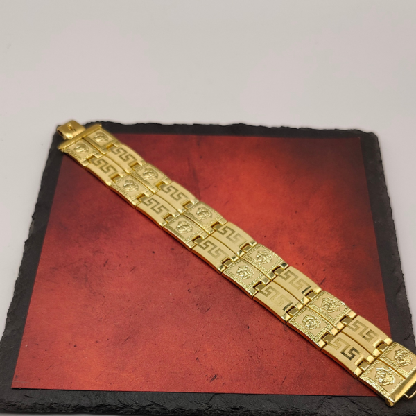 Pulsera de Placas Estilo Versace en Oro de 18k