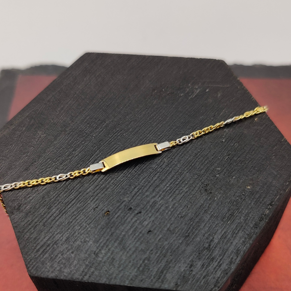 Pulsera Infantil "No Me Olvides" Barbada en Oro Bicolor de 18k