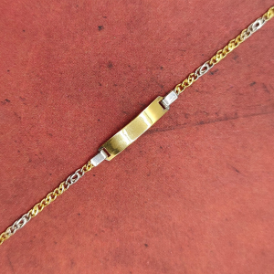 Pulsera Infantil "No Me Olvides" Barbada en Oro Bicolor de 18k