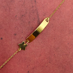 Pulsera Infantil "No Me Olvides" Rolo con Estrellita en Oro de 18k