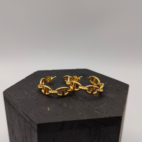Pendientes de Aro Estilo Hermés en Plata Dorada con Cierre a Presión