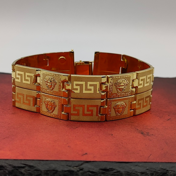 Pulsera de Placas Estilo Versace en Oro de 18k