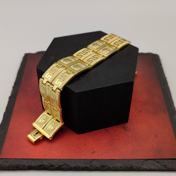 Pulsera de Placas Estilo Versace en Oro de 18k