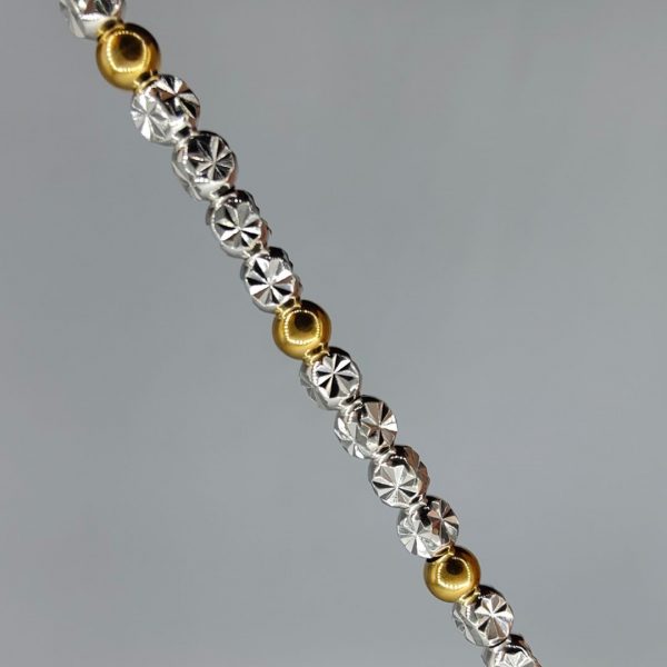 Pulsera de Bolas Mezclada de Plata y Plata Dorada