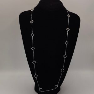 " Collar Flores Van Cleef - 75 cm, Ónix Negro,"