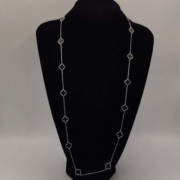 " Collar Flores Van Cleef - 75 cm, Ónix Negro,"