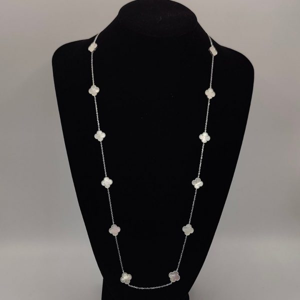 Collar flores vvan cleef rellanas de nacar cleef de 75 cm la cadena es estilo rolo cuadrado
