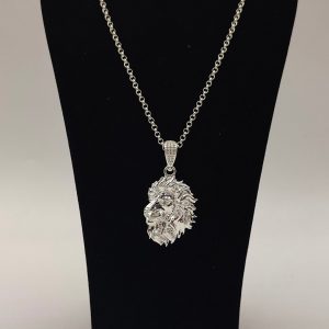 Colgante cabeza de leon en plata