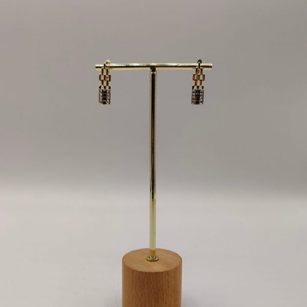 " Pendientes colgados con zafiros, circonitas y oro de 18k"