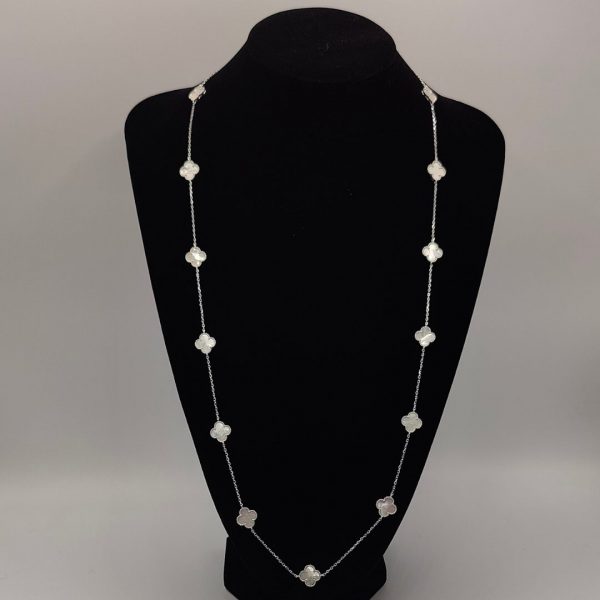Collar flores vvan cleef rellanas de nacar cleef de 75 cm la cadena es estilo rolo cuadrado