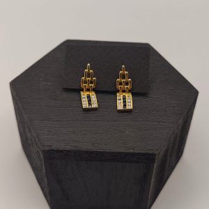 " Pendientes colgados con zafiros, circonitas y oro de 18k"