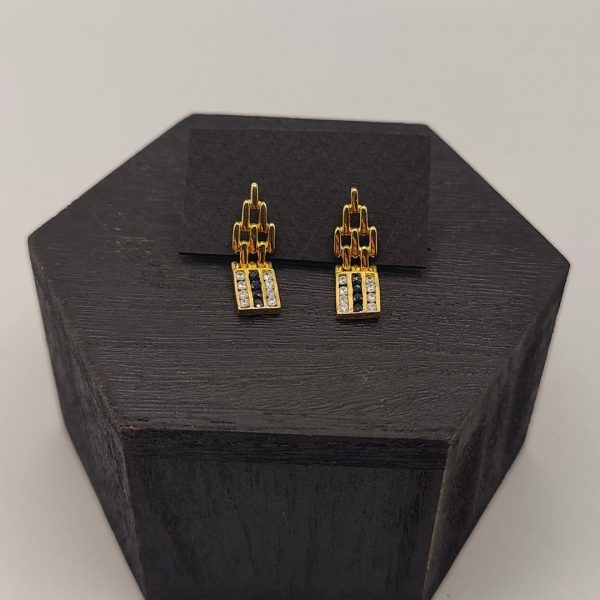 " Pendientes colgados con zafiros, circonitas y oro de 18k"
