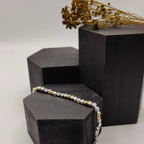 Pulsera de Bolas Mezclada de Plata y Plata Dorada