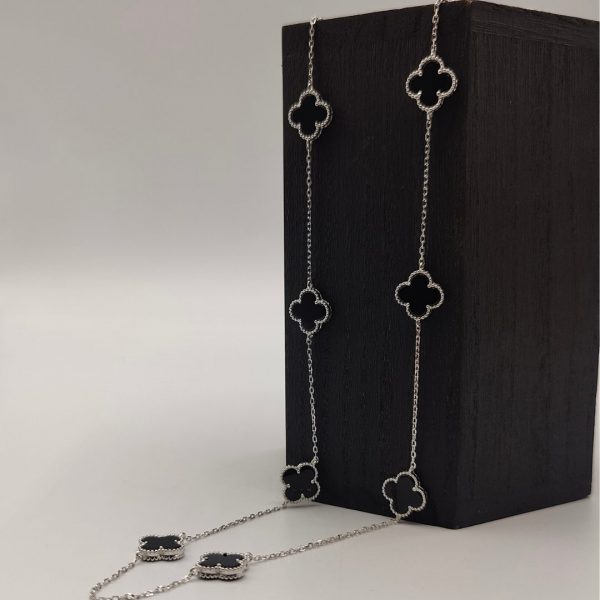 " Collar Flores Van Cleef - 75 cm, Ónix Negro,"