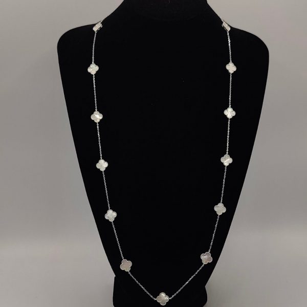 Collar flores vvan cleef rellanas de nacar cleef de 75 cm la cadena es estilo rolo cuadrado
