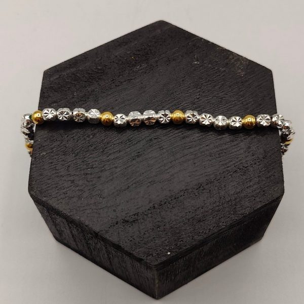Pulsera de Bolas Mezclada de Plata y Plata Dorada