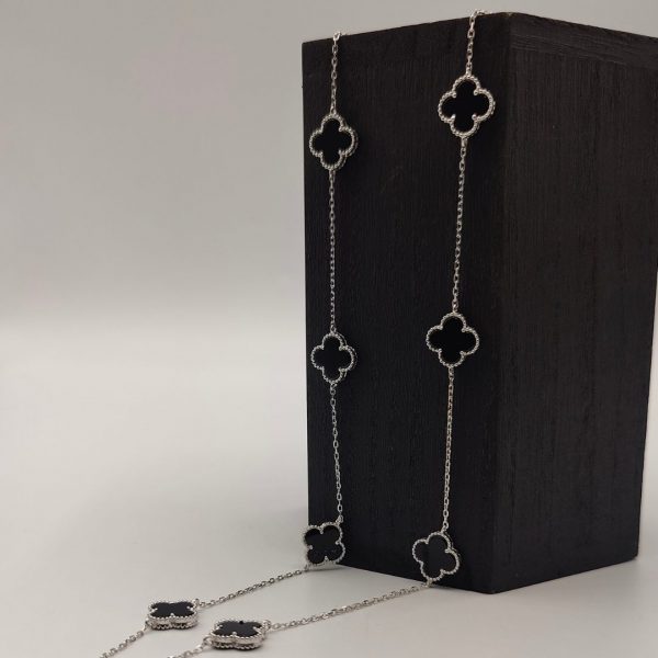 " Collar Flores Van Cleef - 75 cm, Ónix Negro,"