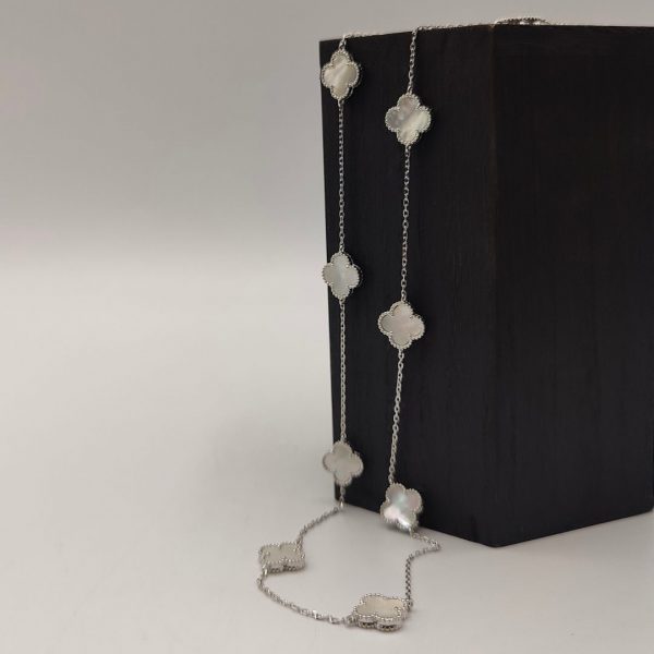 Collar flores vvan cleef rellanas de nacar cleef de 75 cm la cadena es estilo rolo cuadrado