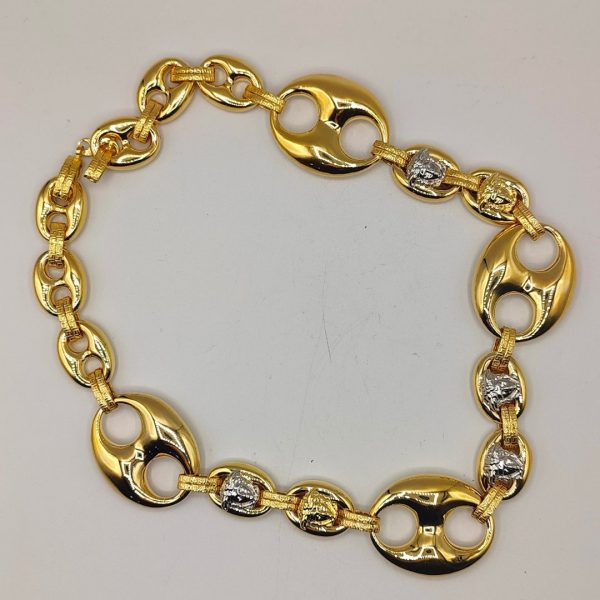 Cadena calabrote estilo Versace con cara de medusa, en oro de 18k (40 cm)