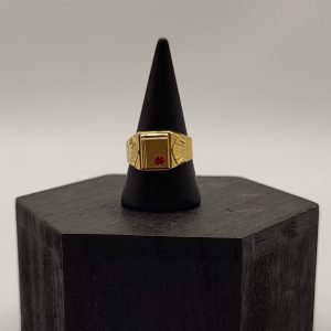 Anillo Sortija de Caballero con Circonita en Oro de 18K
