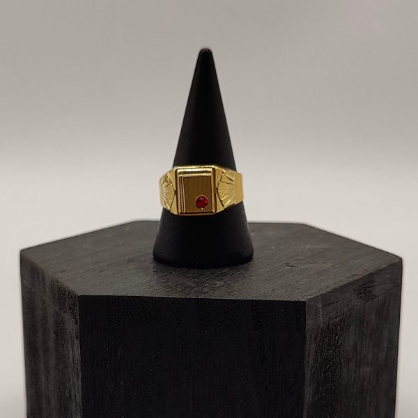 Anillo Sortija de Caballero con Circonita en Oro de 18K
