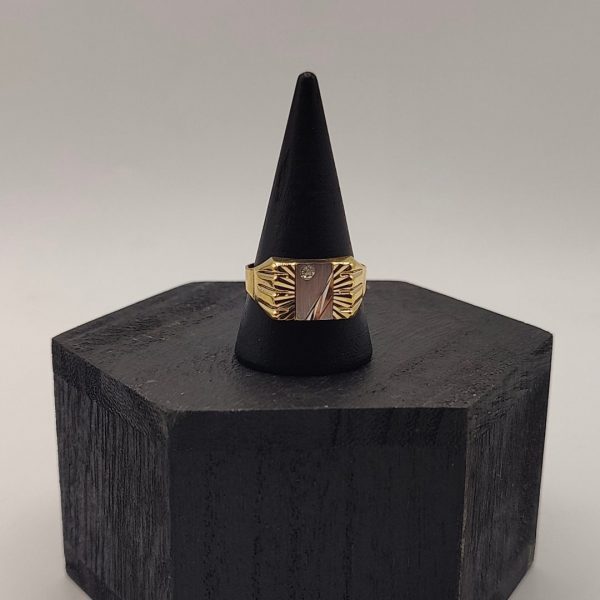 Anillo Sortija de Caballero con Circonita en Oro de 18K