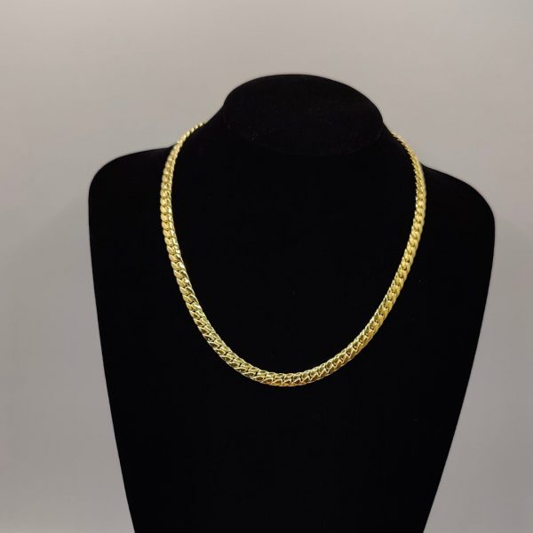 Cadena cubana con cierre de circonita de 51 cm y 6 mm en oro de 18k