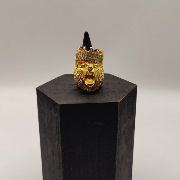 Anillo Cabeza de Oso con Circonitas en Oro 18K T:28