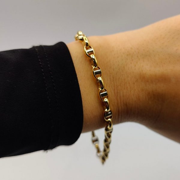 Pulsera Rolo en Oro Dorado y Blanco 18K
