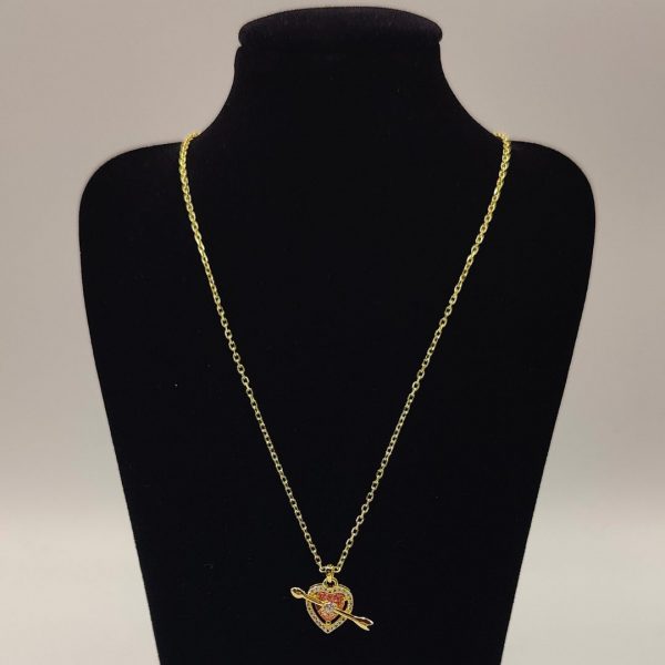 Cadena Rolo con Colgante de Corazón y Flecha