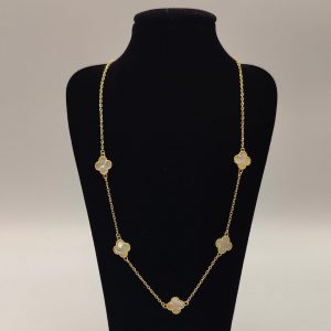 Cadena Rolo con 5 Flores de Nácar Estilo Van Cleef