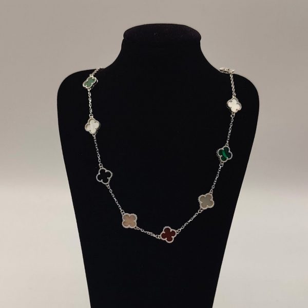 Cadena Rolo con Flores de Piedras Preciosas Estilo Van Cleef