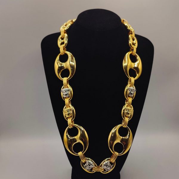 Cadena calabrote estilo Versace con cara de medusa, en oro de 18k (40 cm)
