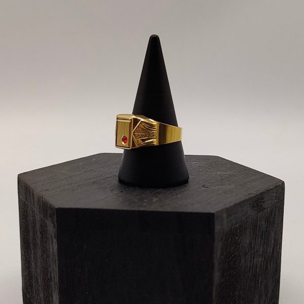 Anillo Sortija de Caballero con Circonita en Oro de 18K