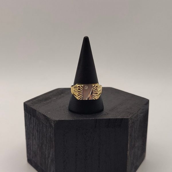 Anillo Sortija de Caballero con Circonita en Oro de 18K