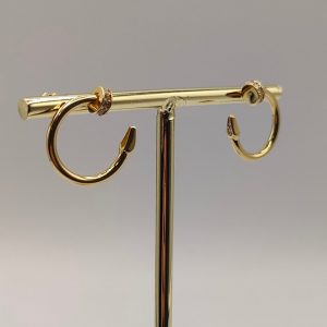 Pendiente aro clavo con circonitas estilo Cartier en oro de 18k