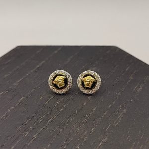 Pendiente estilo Versace con circonitas en oro de 18k