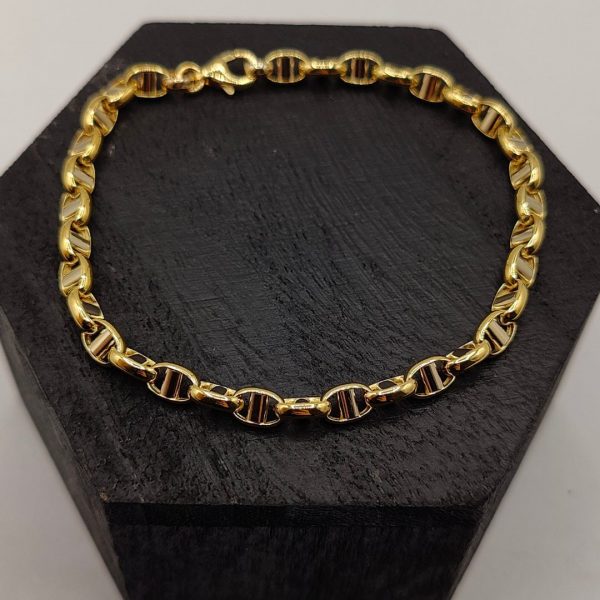 Pulsera Rolo en Oro Dorado y Blanco 18K