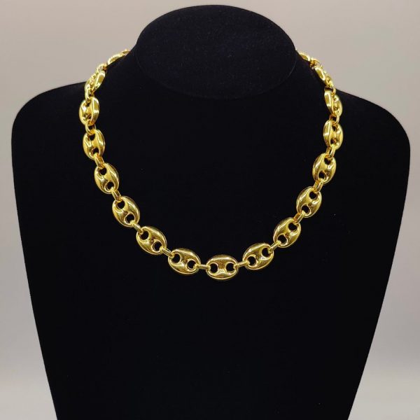 Cadena Calabrote Chapata en Oro de Plata – 40 cm y 13 mm