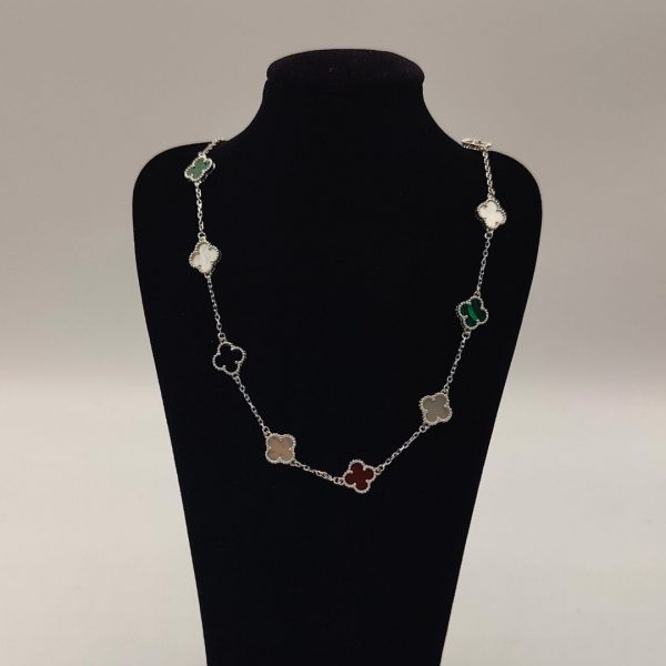 Cadena Rolo con Flores de Piedras Preciosas Estilo Van Cleef