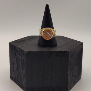 Anillo Sello Redondo con Mezcla de los Tres Oros (Blanco, Dorado y Rosado) en Oro de 18K