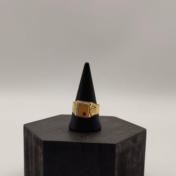 Anillo Sortija de Caballero con Circonita en Oro de 18K